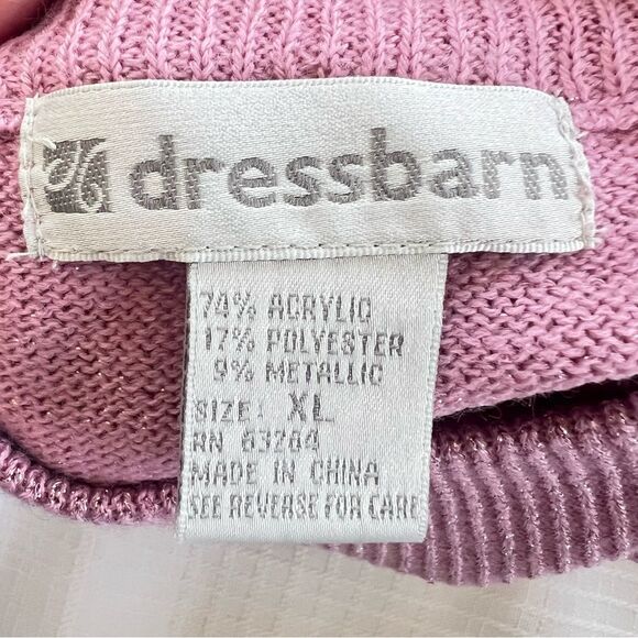 VTG Dressbarn Powder Pink Shimmer Mock Cowl  Sweater SZ XL - Picture 10 of 15